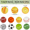 32Pcs 8 Colors All Kinds of Sports Balls Silicone Beads SIL-SC0001-80-2