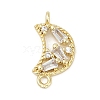 Brass Clear Cubic Zirconia Connector Charms KK-Z094-03G-01-1