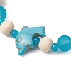 Synthetic Turquoise & Wood & Glass Beaded Stretch Bracelets for Boys Girls BJEW-JB11125-03-3