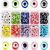 Resin Evil Eye Beads RESI-NB0001-15-6x8-1