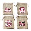 12Pcs 4 Styles Valentine's Day Printed Rectangle Burlap Cloth Packing Pouches ABAG-U006-02D-1