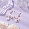 Bowknot Natural Freshwater Pearl Dangle Earrings EJEW-TA00520-2