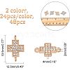 CHGCRAFT 48Pcs 2 Colors Alloy Crystal Rhinestone Connector Charms FIND-CA0005-43-2