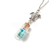 Glass Bottle with Synthetic Turquoise Chips Pendant Necklace NJEW-JN03841-02-1