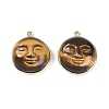 Natural Tiger Eye Smiling Face Pendants G-K372-02G-1