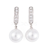 Rack Plating Brass Clear Cubic Zirconia ABS Pearl Earrings EJEW-S219-15P-02-1