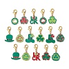 16Pcs 16 Styles Saint Patrick's Day Theme Alloy Enamel Pendant Decoration HJEW-JM02385-1