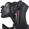 304 Stainless Steel Acrylic Flower Dangle Earrings EJEW-JE06724-5