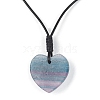 Natural Fluorite Pendant Necklace with Cowhide Leather Cords NJEW-JN04463-6