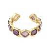 Square Natural Amethyst Open Cuff Rings RJEW-K272-02G-03-2