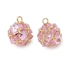 Brass Pave Pink Cubic Zirconia Charms CU-CBAD360-08G-03-1