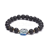 Natural Lava Rock Beads Oil Diffuser Stretch Bracelet BJEW-JB07246-2