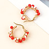 Handmade Glass Crystal Imitation Pearl Hoop Earrings HL6651-1-1