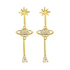 Rack Plating Planet Brass Micro Pave Clear Cubic Zirconia Stud Earrings EJEW-B061-07G-1