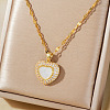 Elegant Heart-shaped Brass Clear Cubic Zircon Pendant Dapped Chain Necklaces for Women MS3018-2