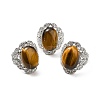 Natural Tiger Eye Adjustable Rings RJEW-P043-04P-26-1