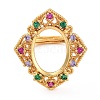 Rack Plating Oval Brass Micro Pave Cubic Zirconia Adjustable Ring Components KK-Q819-17G-2