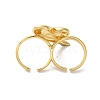 Rack Plating Heart Brass Open Cuff Double Rings for Women RJEW-G320-01G-3