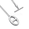 304 Stainless Steel Oval Pig Nose Pendant Necklaces for Women NJEW-U016-05P-3