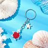 Tortoise Glass Seed Beads Pendant Keychain HJEW-MZ00105-01-2