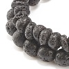 2Pcs 2 Style Natural Lava Rock & Synthetic Hematite Stretch Bracelets Set with 304 Stainless Steel Buddhist Head & Cross BJEW-JB08289-6