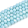 Anti-Tarnish Electroplate Rondelle Glass Beads Strands EGLA-T021-4mm-17-08-1