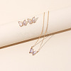 Butterfly Acrylic Rhinestone with Iron Pendant Necklaces & Stud Earrings Sets for Women WGFFCAF-05-2