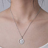 Non-Tarnish 201 Stainless Steel Moon with Star Pendant Necklace NJEW-OY001-11-2