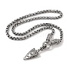 304 Stainless Steel Gragon Head King Box Chain Viking Arrowhead Pendant Necklaces for Men NJEW-K278-10AS-2