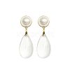 Brass & Imitation Pearl Round Stud Earrings WG00083-01-5