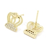 Brass Micro Pave Clear Cubic Zirconia Studs Earring EJEW-S217-G16-2