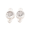 Brass Pave Clear Cubic Zirconia Flat Round Links Connector Charms KK-U024-03S-1