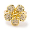 Brass Micro Pave Cubic Zirconia Rings KK-K367-09G-2