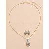 Brass Micro Pave Cubic Zirconia Pendant Necklaces & Stud Earrings Sets FS-WGE5CB1-02-1