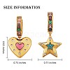 Colorful Cubic Zirconia Star and Heart Dangle Hoop Earrings JE922A-2