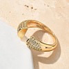 Brass Micro Pave Clear Cubic Zirconia Cuff Finger Rings for Women RJEW-B112-06G-3