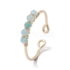 Copper Wire Wrapped Natural Amazonite Open Ring RJEW-JR00630-01-1