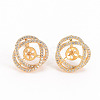 Brass Micro Pave Clear Cubic Zirconia Stud Earring Findings KK-S356-241-NF-1