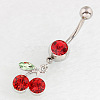 Cherry Alloy Ruby Rhinestone Dangle Belly Button Rings FS-WG98245-01-1