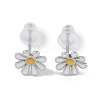 Anti-Tarnish Enamel Daisy Rhodium Plated 999 Sterling Silver Stud Earrings for Women EJEW-S215-12P-2