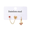 304 Stainless Steel Heart Stud Earring & Hoop Earring Sets EJEW-K268-93G-01-4-4