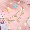 1Pc Starfish Shell Alloy & Resin & Natural Shell Double Layer Tassel Summer Beach Waist Chains for Sexy Bikini AJEW-CY0001-94-7