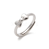 925 Sterling Silver Bowknot Adjustable Rings for Women RJEW-R008-02S-05-4