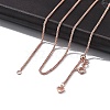 1.5mm Rack Plating Brass Wheat Chain Adjustable Slider Necklaces for Women Men MAK-L044-07RG-1