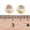 Brass with Single Cubic Zirconia Slide Charms KK-C051-27G-04-3