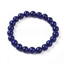 Natural Lapis Lazuli Round Bead Stretch Bracelets BJEW-L593-A08