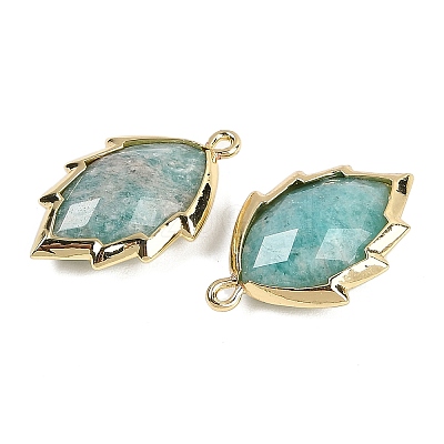 Natural Amazonite Faceted Leaf Pendants G-I375-04G-02-1