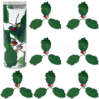 45Pcs Foam & Cloth Artificial Holly Leaves AJEW-SC0031-52A-1