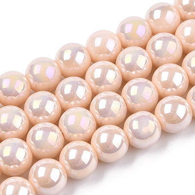Electroplate Opaque Glass Beads Strands X-GLAA-T032-P10mm-AB09-1