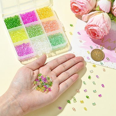 90g 9 Colors Baking Paint Glass Seed Beads SEED-YW0002-51A-1